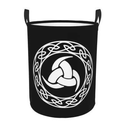 Norse Mythology Viking Large Laundry Basket,Bathroom,Waterproof,Collapsible Round Clothes Basket Freestanding Laundry Hamper