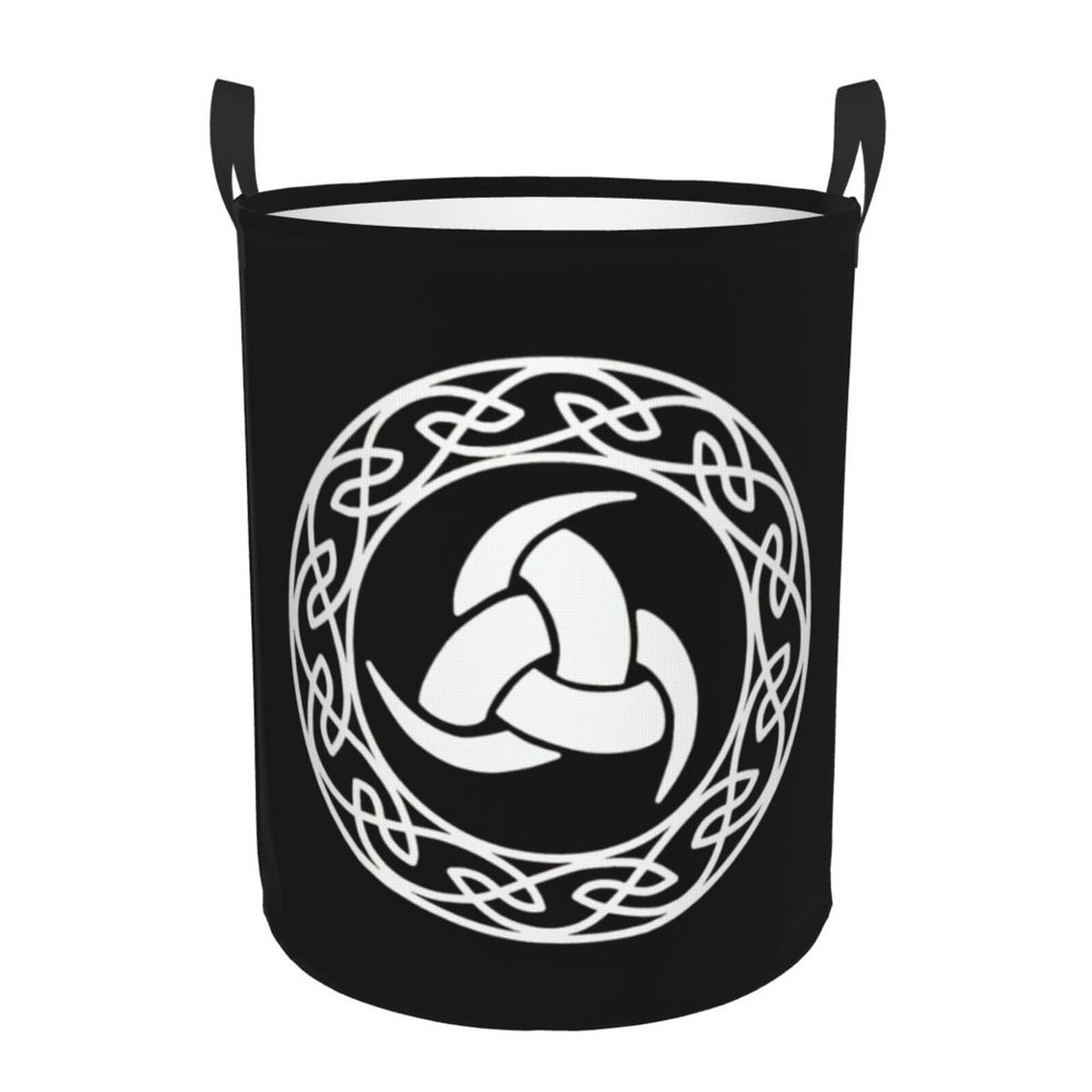 Norse Mythology Viking Large Laundry Basket,Bathroom,Waterproof,Collapsible Round Clothes Basket Freestanding Laundry Hamper