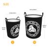 Norse Mythology Viking Large Laundry Basket,Bathroom,Waterproof,Collapsible Round Clothes Basket Freestanding Laundry Hamper view 2