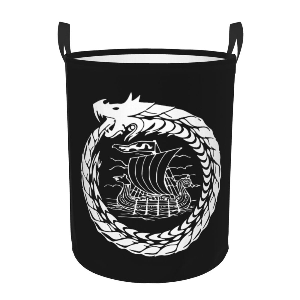 Odin Viking Tales Viking Ships Norsemen Large Laundry Basket,Bathroom,Waterproof,Collapsible Round Clothes Basket Freestanding Laundry Hamper