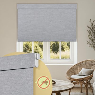MoDanCeQ No Drill No Tools Roller Shades for Windows, Blackout Cordless Jacquard Fabric Roller Blinds for Indoor Windows, Easy to Install Window Shades for Home, Office, Grey, 58" W x 60" H