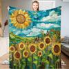 Sunflower Blanket Sunflower Throw, Sunfower Gifts for Women,Sunflower Gifts Bedding Decor White Throw Blanket,Sunflower Decorations Warm Soft Sherpa Winter Blanket (Faux Quilt Pattern) view 1