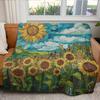 Sunflower Blanket Sunflower Throw, Sunfower Gifts for Women,Sunflower Gifts Bedding Decor White Throw Blanket,Sunflower Decorations Warm Soft Sherpa Winter Blanket (Faux Quilt Pattern) view 2
