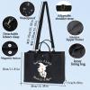 LEVLO Witch Canvas Tote Bag - Witchy Gift with Soul Of a Witch & Heart Of a Hippie Shoulder Bag - Magic Merchandise view 4