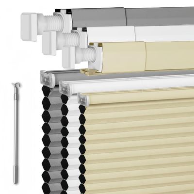 SENXIEN Cordless No Drill No Tools Top Down Bottom Up Cellular Shades Custom Size Honeycomb Blinds for Indoor Windows Blackout Cordless Cellular Blinds for Windows,Easy to Install.Beige,67" W x 48" H