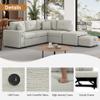 86.6-Inch L-Shaped Sectional Couch Pull-Out Sofa Bed, Modern Upholstered Corner Sofa with Movable Ottoman, Storage Drawer, 2 Charging Ports and 2 Cup Holders for Living Room Apartment - Grey view 4