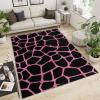 Abstract Irregular Geometry Area Rug, Modern Pink Black Indoor Non Slip Bedroom Rug, Low Pile Fade Resistant Soft Carpet for Woman Bedside Living Room Kitchen Dining Room Mat - 3 ft x 5 ft view 2