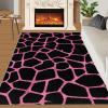 Abstract Irregular Geometry Area Rug, Modern Pink Black Indoor Non Slip Bedroom Rug, Low Pile Fade Resistant Soft Carpet for Woman Bedside Living Room Kitchen Dining Room Mat - 3 ft x 5 ft view 3