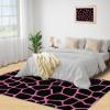 Abstract Irregular Geometry Area Rug, Modern Pink Black Indoor Non Slip Bedroom Rug, Low Pile Fade Resistant Soft Carpet for Woman Bedside Living Room Kitchen Dining Room Mat - 3 ft x 5 ft view 4