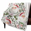 FortuneHouse8 Christmas Sherpa Blanket Santa Claus Holly Berry Sherpa Throw Blanket Soft Cozy Fuzzy Pine Needles Branch Fleece Flannel Plush Blankets Warm Throw Blankets for Couch Sofa Bed 50" x 60" view 1