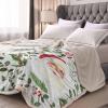 FortuneHouse8 Christmas Sherpa Blanket Santa Claus Holly Berry Sherpa Throw Blanket Soft Cozy Fuzzy Pine Needles Branch Fleece Flannel Plush Blankets Warm Throw Blankets for Couch Sofa Bed 50" x 60" view 2