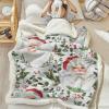FortuneHouse8 Christmas Sherpa Blanket Santa Claus Holly Berry Sherpa Throw Blanket Soft Cozy Fuzzy Pine Needles Branch Fleece Flannel Plush Blankets Warm Throw Blankets for Couch Sofa Bed 50" x 60" view 3