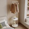 GIZNXBA Coat Rack Freestanding Metal, Coat Rack Stand With Hooks And Baskets, Metal Hall Tree With Storage, Hat Hanger Garment Storage Holder With Wheels For Clothes, Bags, Umbrellas(/White,A) view 2