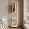 GIZNXBA Coat Rack Freestanding Metal, Coat Rack Stand With Hooks And Baskets, Metal Hall Tree With Storage, Hat Hanger Garment Storage Holder With Wheels For Clothes, Bags, Umbrellas(/White,A) view 3