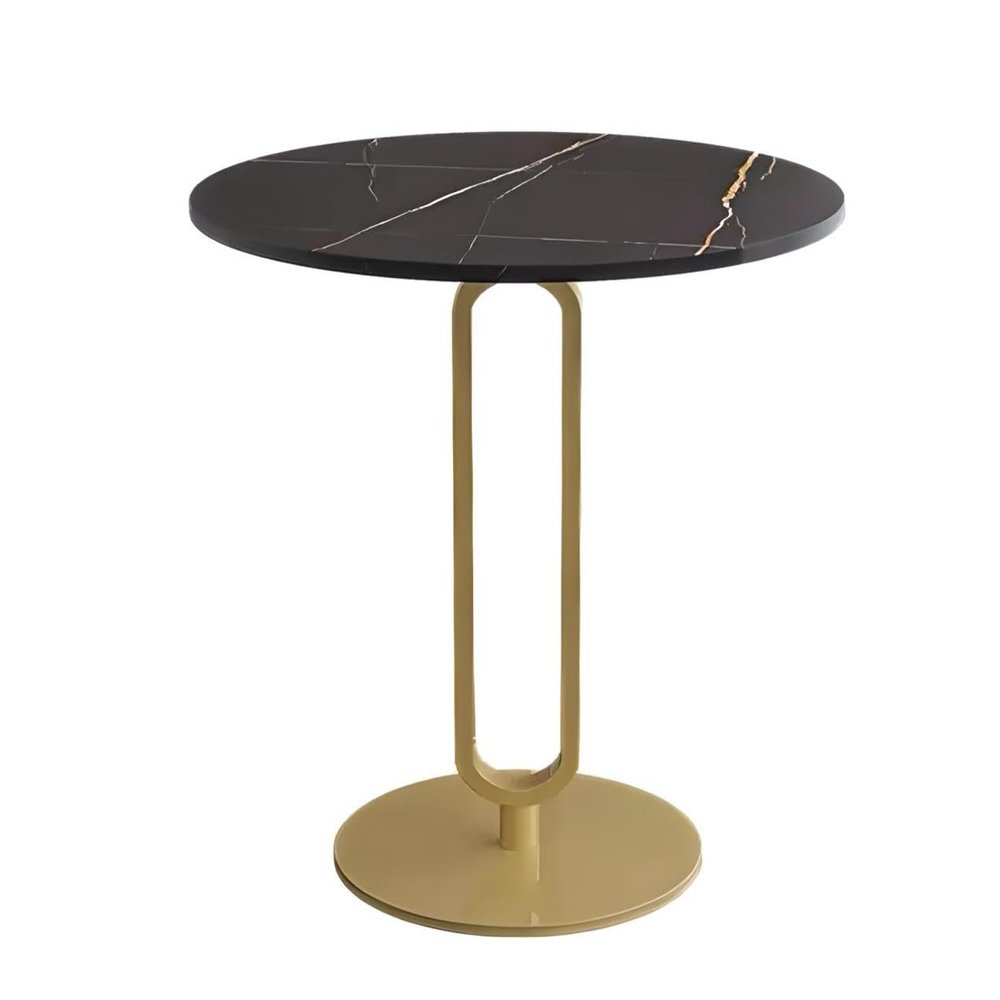 Chic Nordic-Inspired Slate Round Side Table for Modern Homes Gold/Black