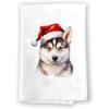 Adorable Christmas Kitchen Hand Towel | Siberian Husky | Pet Animal Lover Gifts view 1