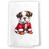 Adorable Christmas Kitchen Hand Towel | Bulldog | Pet Animal Lover Gifts view 1