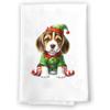 Adorable Christmas Elf Kitchen Hand Towel | Beagle | Pet Animal Lover Gifts view 1
