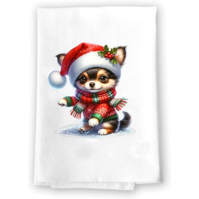 Adorable Christmas Kitchen Hand Towel | Cute Puppy | Pet Animal Lover Gifts