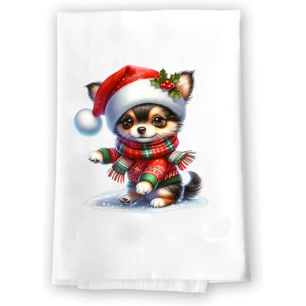 Adorable Christmas Kitchen Hand Towel | Cute Puppy | Pet Animal Lover Gifts