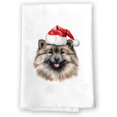 Adorable Christmas Kitchen Hand Towel | Keeshond | Pet Animal Lover Gifts