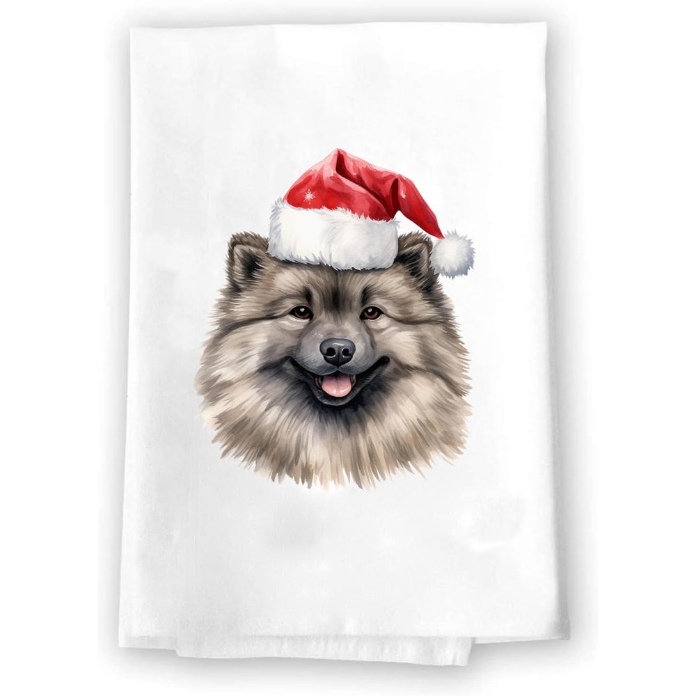 Adorable Christmas Kitchen Hand Towel | Keeshond | Pet Animal Lover Gifts