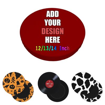 WIORUTI Custom Round Stool Cover Personalized Stool Seat Cover Add Your Logo Text Photo Customized Washable Bar Chair Cushion Case for Home Hotel Use, DarkRed-14 Inch
