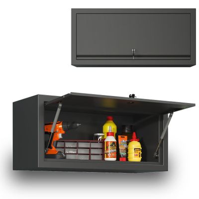 Anwick Metal Wall Storage Cabinet with Locking Door, Garage Cabinets for Tool Storage, Wall-Mounted Storage Cabinets for Garage Office Warehouse, Easily Assembled (Black-1)