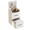 Dressing table storage cabinet all in one, multifunctional flip top dressing table, bedroom dressing table with lighted mirror, with mobile dressing stoolSuitable for bedroom(White,48cm/18.9in) view 1