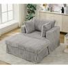 Zaboro 47.7 Inch Oversize Sofa with Pillow and Ottoman, Corduroy Chaise Longue with Movable Footstool, Comfy Reclining Upholstered Chair Couch for Living Room, Light Gray view 1