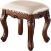 PAGOIAAR Vanity Bench Stool with Padded Cushion Piano Bench Benches Vanity Solid Wood Dressing Bench Makeup Stool Household Shoe Changing Stool Bedroom Carved Makeup Stool Piano Stool(White) view 1