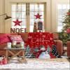 Christmas Blanket, Xmas Buffalo Plaid Tree Snowman Snowflake Throw Blanket Cozy Soft Flannel Fleece Blanket for Couch Sofa Bed Winter Holiday Decorative Blanket (40" x 50", Red) view 2