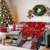 Christmas Blanket, Xmas Buffalo Plaid Tree Snowman Snowflake Throw Blanket Cozy Soft Flannel Fleece Blanket for Couch Sofa Bed Winter Holiday Decorative Blanket (40" x 50", Red) view 4