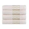 Superior Larissa Cotton Bath Towel Set, Geometric Design, Dobby Border, Medium Weight Towels for Bathroom, Guest Bath, Spa, Resort, Hotel, Airbnb, Home Essentials, Includes 4 Bath Towels, Ivory view 2