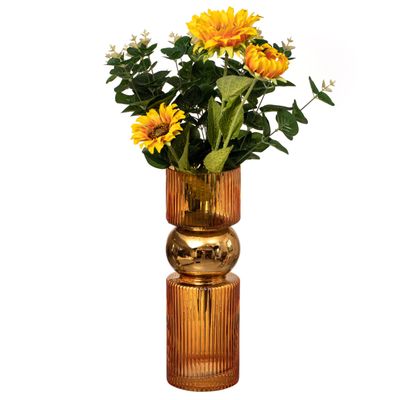 12-Inch Decorative Orange Tall Glass Vase - Modern Minimalist Decor for Parties, and Special Events - Perfect Centerpiece for Coffee Tables, Living Rooms, Dining Tables, Offices, and Farmhouse Decor