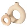 9-Inch Large and 5-Inch Small Decorative Hollow Ceramic Donut Table Vase - Handmade, Minimalist Boho Style for Modern Home Decor in Living Room, Home Office, Dining Room and Entryway Console Table view 1