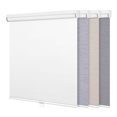 MoDanCeQ Blackout Roller Shades Cordless Roller Blinds for Window Striped Jacquard Fabrics Protecting Privacy UV Protection Luxury Wrinkle Resistant Home Office, Pure White, 37" W x 48" H