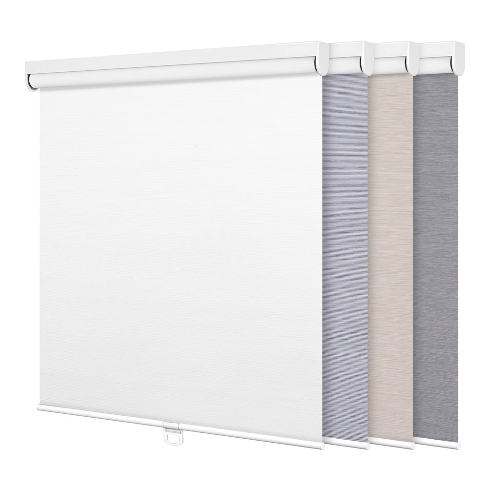 MoDanCeQ Blackout Roller Shades Cordless Roller Blinds for Window Striped Jacquard Fabrics Protecting Privacy UV Protection Luxury Wrinkle Resistant Home Office, Pure White, 37" W x 48" H