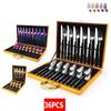 WHIERGGIN Silverware Set, 36-piece Set For 6 People Household Stainless Steel Knight Cutlery Set Knife, Fork And Spoon Gift Box(Gold) view 3