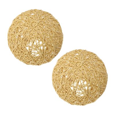 SOESFOUFU 2pcs Woven Lamp Covers Pastoral Style Ceiling Shade Diy Lamp Decor Accessories for Indoor Lighting Natural Rattan Design Yellow Ball Shade