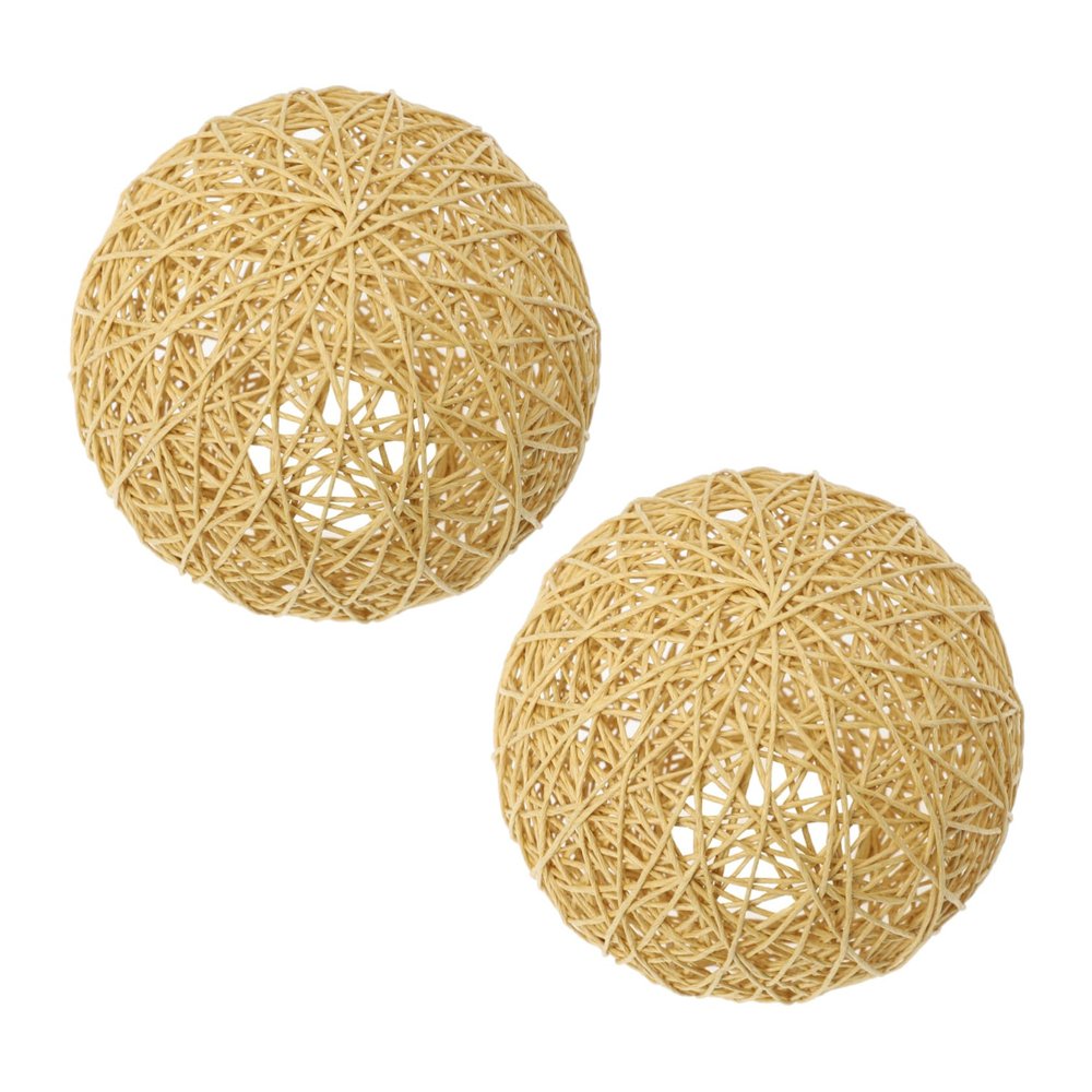 SOESFOUFU 2pcs Woven Lamp Covers Pastoral Style Ceiling Shade Diy Lamp Decor Accessories for Indoor Lighting Natural Rattan Design Yellow Ball Shade