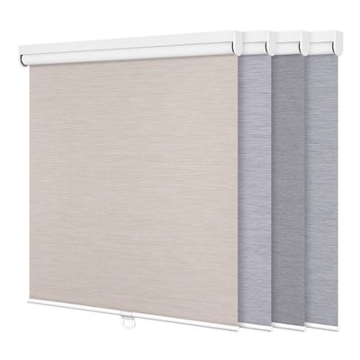 MoDanCeQ Blackout Roller Shades Cordless Roller Blinds for Window Striped Jacquard Fabrics Protecting Privacy UV Protection Luxury Wrinkle Resistant Home Office, Beige, 18" W x 56" H