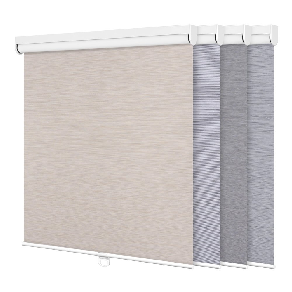 MoDanCeQ Blackout Roller Shades Cordless Roller Blinds for Window Striped Jacquard Fabrics Protecting Privacy UV Protection Luxury Wrinkle Resistant Home Office, Beige, 18" W x 56" H