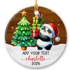Baby Panda Merry Christmas Ornament, Personalized Panda Baby Ornament 2026, Animal Themed Ceramic Ornament, Customized Panda Lovers Xmas Ornament with Name & Text, Gifts for Baby Boys Girls view 1