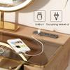XOBRJQZ Makeup Vanity Desk with Mirror and Lights, 3 Lighting Modes, Dressing Table with Drawers & Cabinet, Glass Top Vanity Table with Charging Station, Small Vanity Table for Bedroom with Storage view 4