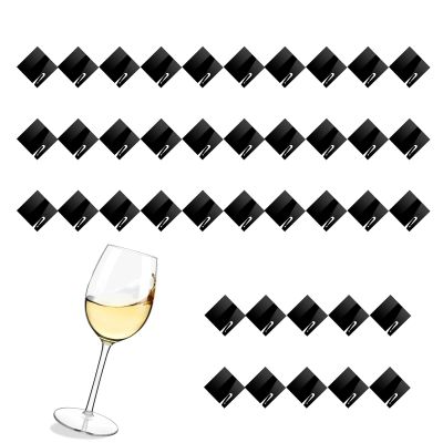 ADFLTFC 40Pcs Drink Tags Acrylic Drink DIY Drink Identifiers Party Drinking Tag For Christmas Halloween Family Party(Black,D)