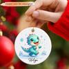 2024 Dinosaur Ornament On Christmas Holiday, Personalized Dinosaur Keepsake Decor, Dinosaur Christmas Ornament Gift for Bestie BFF, Customized Dinosaur Lover Gift, Custom Dinosaur Ceramic Ornaments view 2