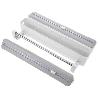 Cling Film Dispenser Kitchen Organizer with Cutter, ABS Double-layer