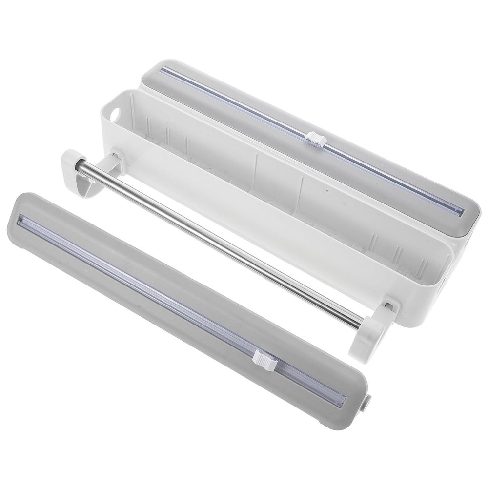 Cling Film Dispenser Kitchen Organizer with Cutter, ABS Double-layer