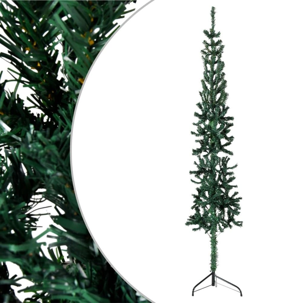 Slim Artificial Half Christmas Tree with Stand Green 6 ft,Half Christmas Tree with 246 Tips SpaceSaving and Economical for Small Spaces Holiday Decorations, Christmas Decor Trees